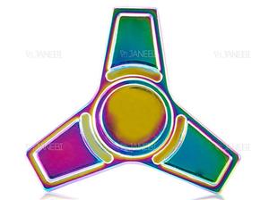 اسپینر فلزی سه پره ای طرح ذوزنقه Fidget Spinner Metal Rainbow Trapezius