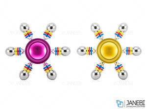 اسپینر فلزی شش پره ای رنگی Fidget Spinner Metal Rainbow Colorful