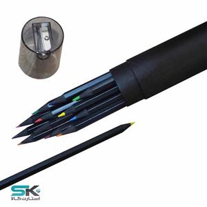 مداد رنگی 12 رنگ زغالی با جعبه استوانه ای Color Pencil Coal Pack Of 12 With Cylin Drical Box