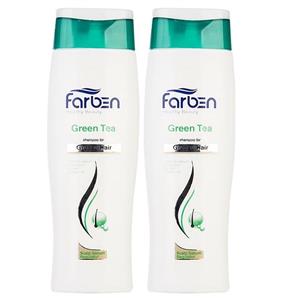 شامپو موهای چرب فاربن مدل چای سبز بسته 2 عددی Farben Green Tea Shampoo for Greasy Hair Pack of 2