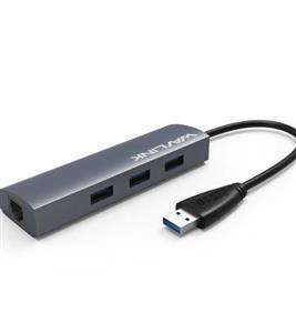هاب USB Type-C به سه پورت USB3.0 و اترنت ویولینک مدل WL-UH3031GC Wavlink USB 3 to Gigabit lan and USB Hub WL-UH3031GC