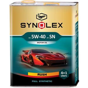 روغن موتور خودرو سینولکس مدل راش 5W-40 SN ظرفیت 5 لیتر بسته 6 عددی Synolex Rush 5W-40 API SN Engine Oil 5L 6PCS
