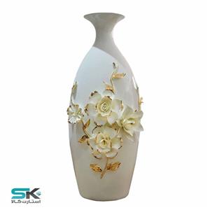 گلدان سرامیکی گل برجسته طرح اسپرینگ Spring Flower inlay Ceramic vase