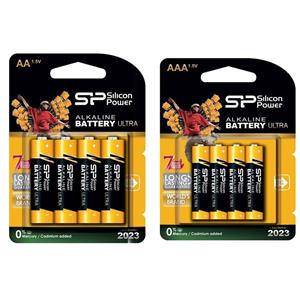 باتری قلمی و نیم سیلیکون پاور مدل Alkalain Ultra بسته 8 عددی Silicon Power AA and AAA Battery Pack of 