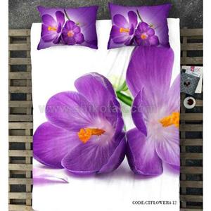 سرویس روتختی یک نفره سه بعدی طرح گل بنفش