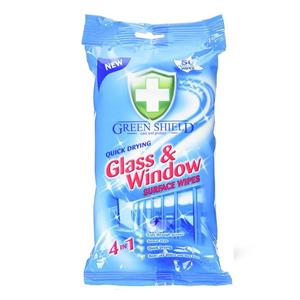 دستمال مرطوب پاک کننده گرین شیلد مدل Glass and Window بسته 50 عددی Green Shield Glass and Window Surface Cleaner 50 Pcs