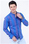 پیراهن مردانه زرشکی – آبی یقه دیپلمات    Vavin -24446