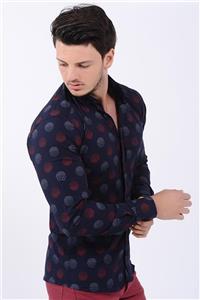 پیراهن مردانه سورمه ای رنگارنگ طرحدار   Vavin -30980 
