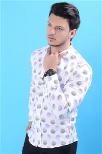 پیراهن مردانه سفید رنگارنگ طرحدار   Vavin -30943 