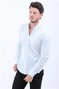 پیراهن مردانه فیروزه ای – سفید     Vavin -33825 