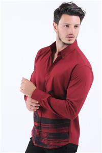 پیراهن مردانه مشکی – قرمز طرح دار   Vavin -33858 
