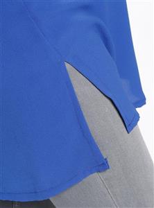 مانتو تونیک سایز بزرگ زنانه آبی دکمه دار    Genc Style 286550 