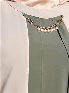 مانتو تونیک سایز بزرگ زنانه یشمی ابریشم شیفونی تیکه دار   Cml Collection 306085 