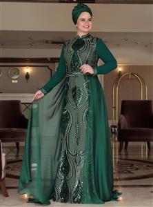 لباس مجلسی سایز بزرگ زنانه زمردی     Saliha 296194