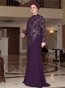 لباس مجلسی سایز بزرگ زنانه زمردی – بنفش     Saliha 282266