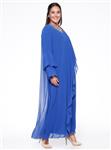 لباس مجلسی سایز بزرگ زنانه سنگی – آبی نگین دار    Hede 315263