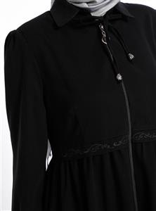 مانتو عبایی زنانه مشکی زیپدار   Cml Collection 318130