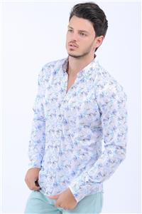 پیراهن مردانه آبی – فیروزه ای – سفید طرح دار   Vavin -32274 