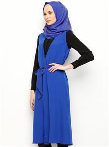 جلیقه زنانه آبی کمربند دار   Missmira 195523