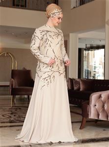 لباس مجلسی سایز بزرگ زنانه طلایی     Saliha 296201