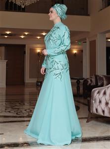 لباس مجلسی سایز بزرگ زنانه سبز نعنایی      Saliha 296202