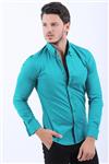 پیراهن مردانه فیروزه ای طرحدار   Vavin -33773