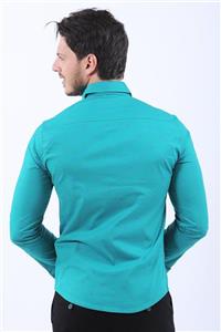 پیراهن مردانه فیروزه ای طرحدار   Vavin -33773 