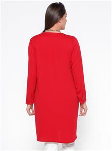 مانتو تونیک سایز بزرگ زنانه قرمز طرح   Even Fashion 290079 