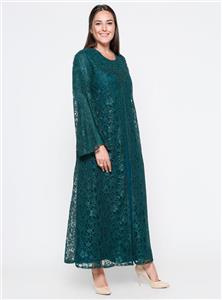 لباس مجلسی سایز بزرگ زنانه سبز توری   Hede 315259