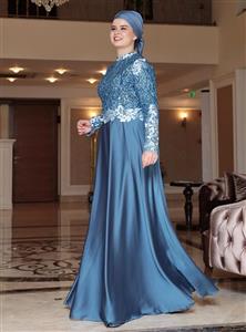 لباس مجلسی سایز بزرگ زنانه نیلی     Saliha 282257
