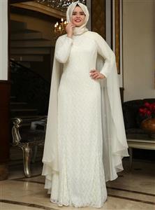 لباس مجلسی سایز بزرگ زنانه شیری     Saliha 191954