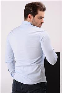 پیراهن مردانه آبی طرحدار   Vavin -20090 