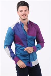 پیراهن مردانه سورمه ای رنگارنگ طرحدار   Vavin -34952 