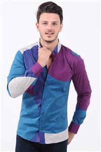 پیراهن مردانه سورمه ای رنگارنگ طرحدار   Vavin -34952 