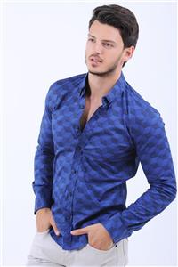 پیراهن مردانه آبی – سورمه ای طرح دار   Vavin -33853 