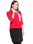 پیراهن سایز بزرگ زنانه مشکی – قرمز گارنیلی   Grand De Pommes 310061