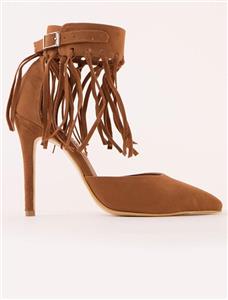 کفش پاشنه بلند استیلتو زنانه قهوه ای جیر مجلسی Mecrea 119816 