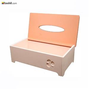 جعبه دستمال کاغذی چوبی رنگ آمیزی شده طرح آنتیک 