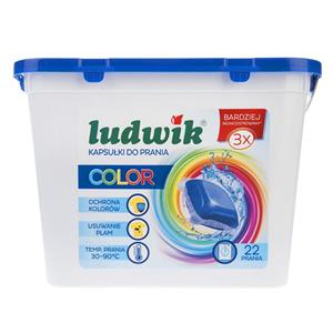 کپسول ژله‌ای ماشین لباسشویی لودویک مدل Color بسته 22 عددی Ludwik Color Washing Gel Capsules 22pcs