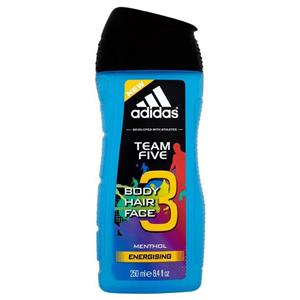 شامپو بدن مردانه آدیداس مدل Team Five حجم 250 میلی لیتر Adidas Team Five Body Shampoo For Men 250ml