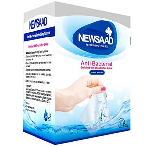 دستمال مرطوب دست و صورت نیوساد مدل Anti-Bacterial بسته 10 عددی Newsaad Anti-Bacterial Hand And Face Cleaning Wet Wipes 10pcs