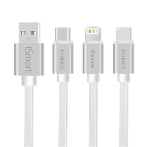 کابل تبدیل USB به microUSB و لایتنینگ آی اسمارت مدل IM-333 طول 1 متر iSmart IM-333 USB to MicroUSB and Lightning Cable 1m