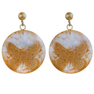 گوشواره طلا 24 عیار گالری الون طرح پروانه کد 198020 Alone 198020 the butterfly Gold Earrings