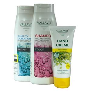 پک 3 عددی شامپو والاویت به همراه کرم دست والاویت Vallavit Shampoo Pack with Vallavit Hand Cream 3 pcs