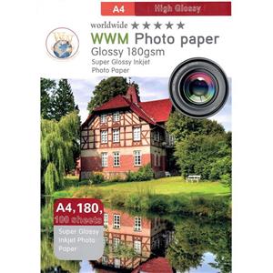 کاغذ عکس ورلدواید مدل Glossy سایز A4 بسته 100 عددی WorldWide Glossy Photo Paper A4 Pack Of 100