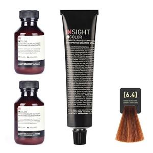 مجموعه رنگ مو اینسایت مدل Incolor شماره 6.4 همراه با 2 عدد اکسیدان 9 درصد 100 میلی لیتر Insight Number Hair Color With Two Pieces Percent Oxidant 100ml 