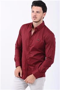 پیراهن مردانه زرشکی طرحدار   Vavin -34875 