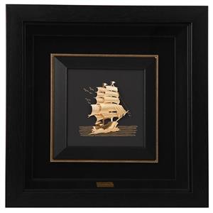 تابلو طلاکوب گالری الون طرح کشتی بادبانی کد 198176 Alone 198176 Sailing ship Golden Tableau