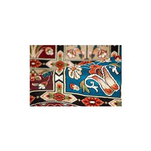 فرش ماشینی شاهکار مشهد طرح  گبه ابریشم 1040 زمینه مشکی 