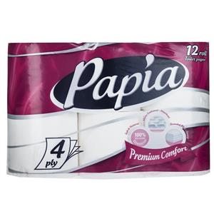 دستمال توالت پاپیا مدل Premium Comfort بسته 12 عددی Papia Premium Comfort Toilet Tissues 12pcs